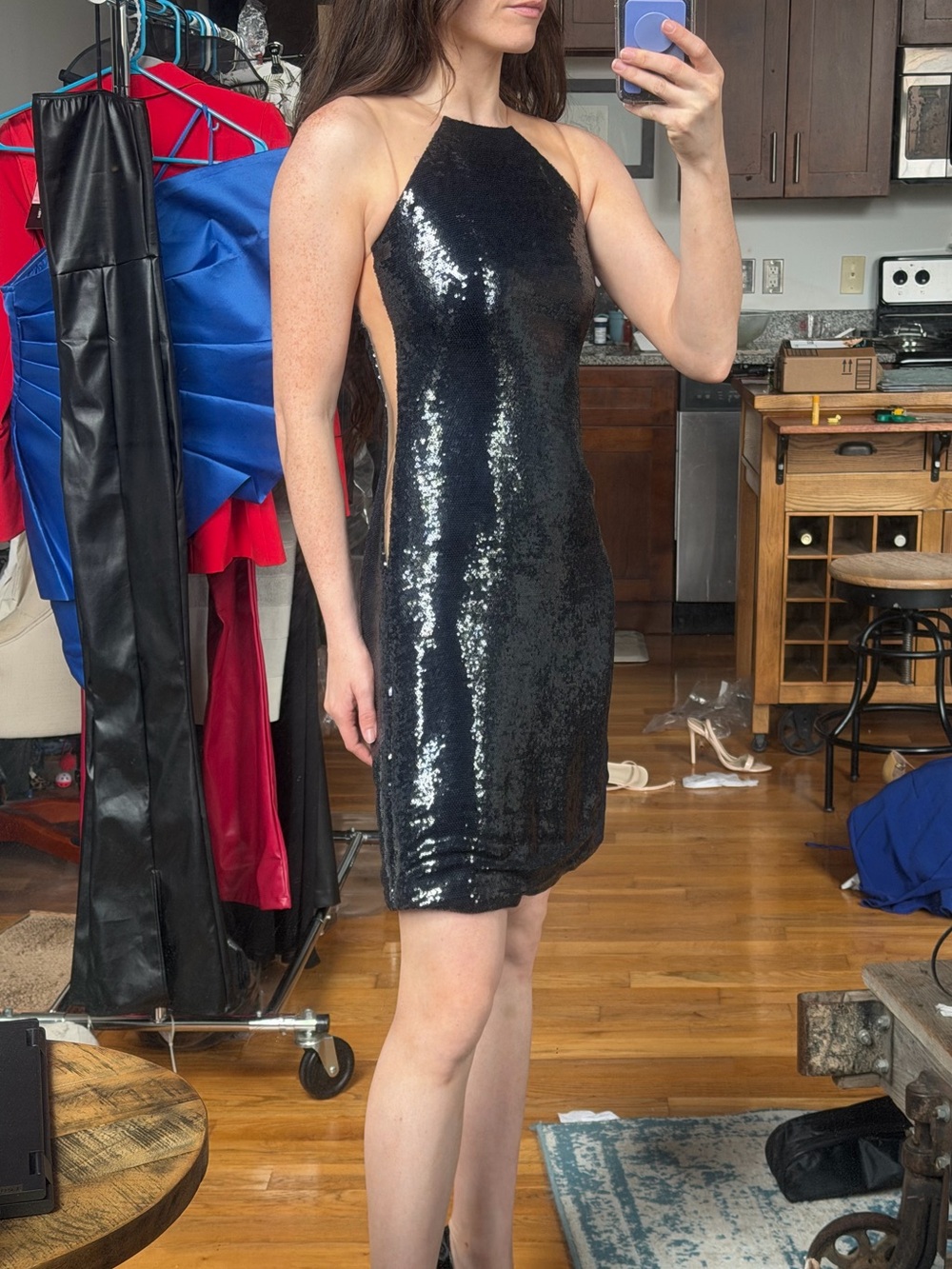 KaufmanFranco Midnight Liquid Sequin Shift